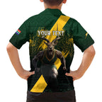 Personalised South Africa Rugby Family Matching Short Sleeve Bodycon Dress and Hawaiian Shirt Proud Bokke We Are Champions
