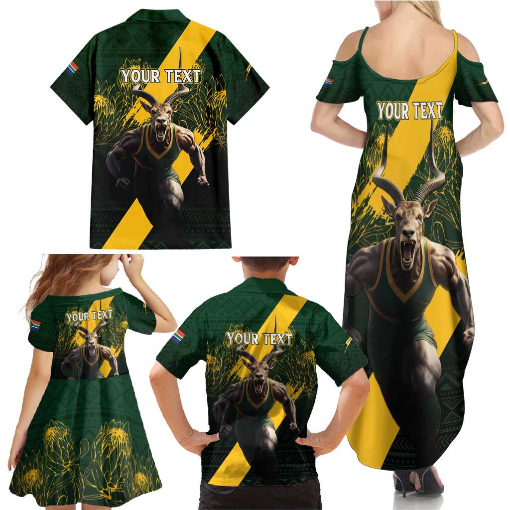 Personalised South Africa Rugby Family Matching Summer Maxi Dress and Hawaiian Shirt Proud Bokke We Are Champions