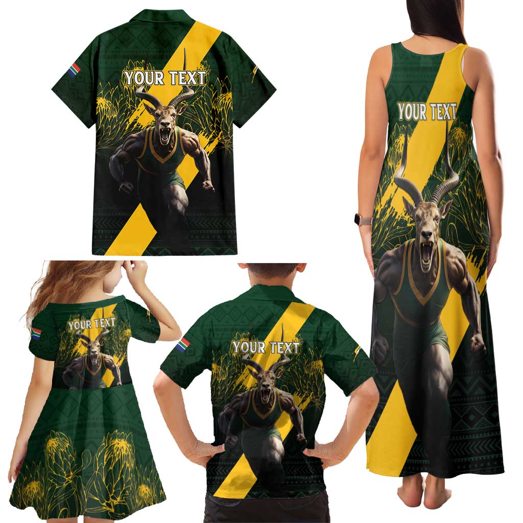Personalised South Africa Rugby Family Matching Tank Maxi Dress and Hawaiian Shirt Proud Bokke We Are Champions