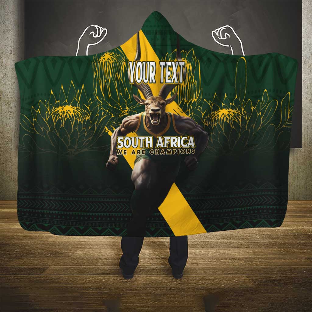 Personalised South Africa Rugby Hooded Blanket Proud Bokke We Are Champions