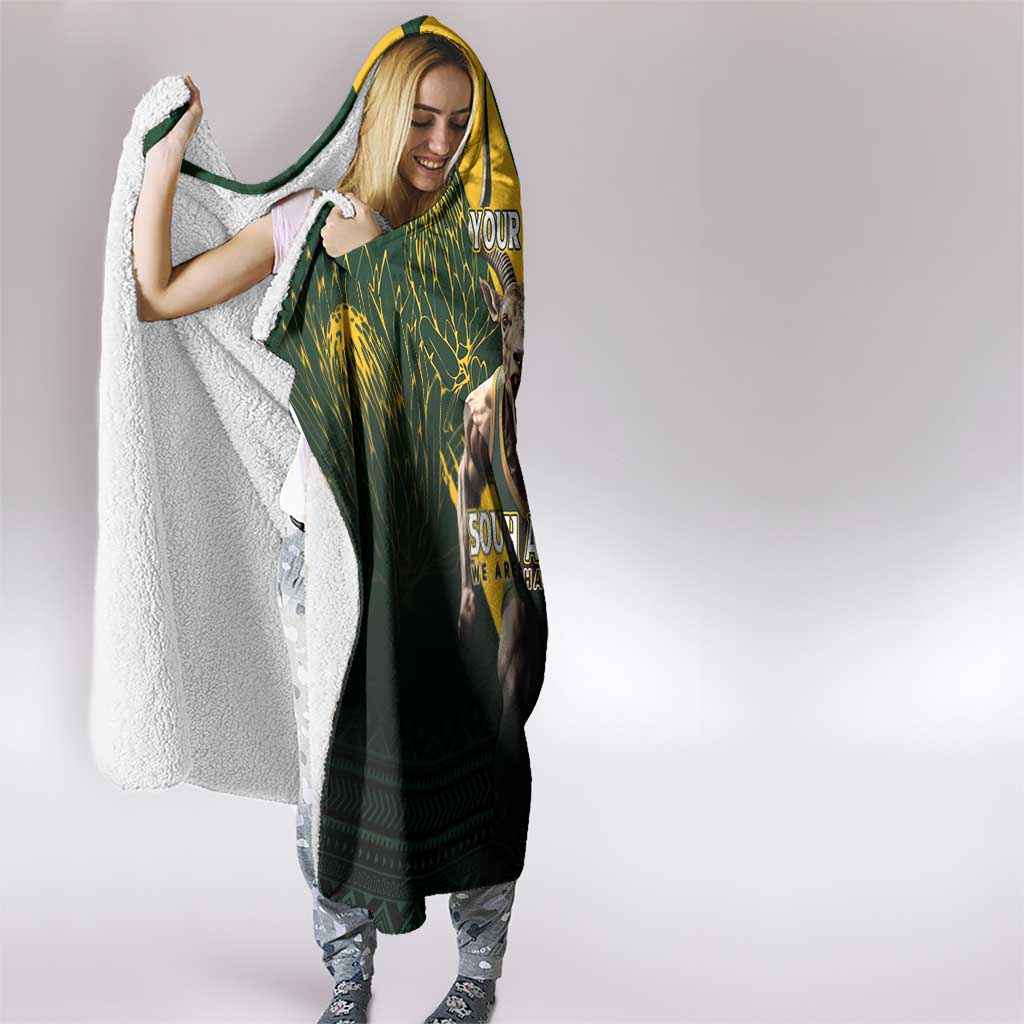 Personalised South Africa Rugby Hooded Blanket Proud Bokke We Are Champions