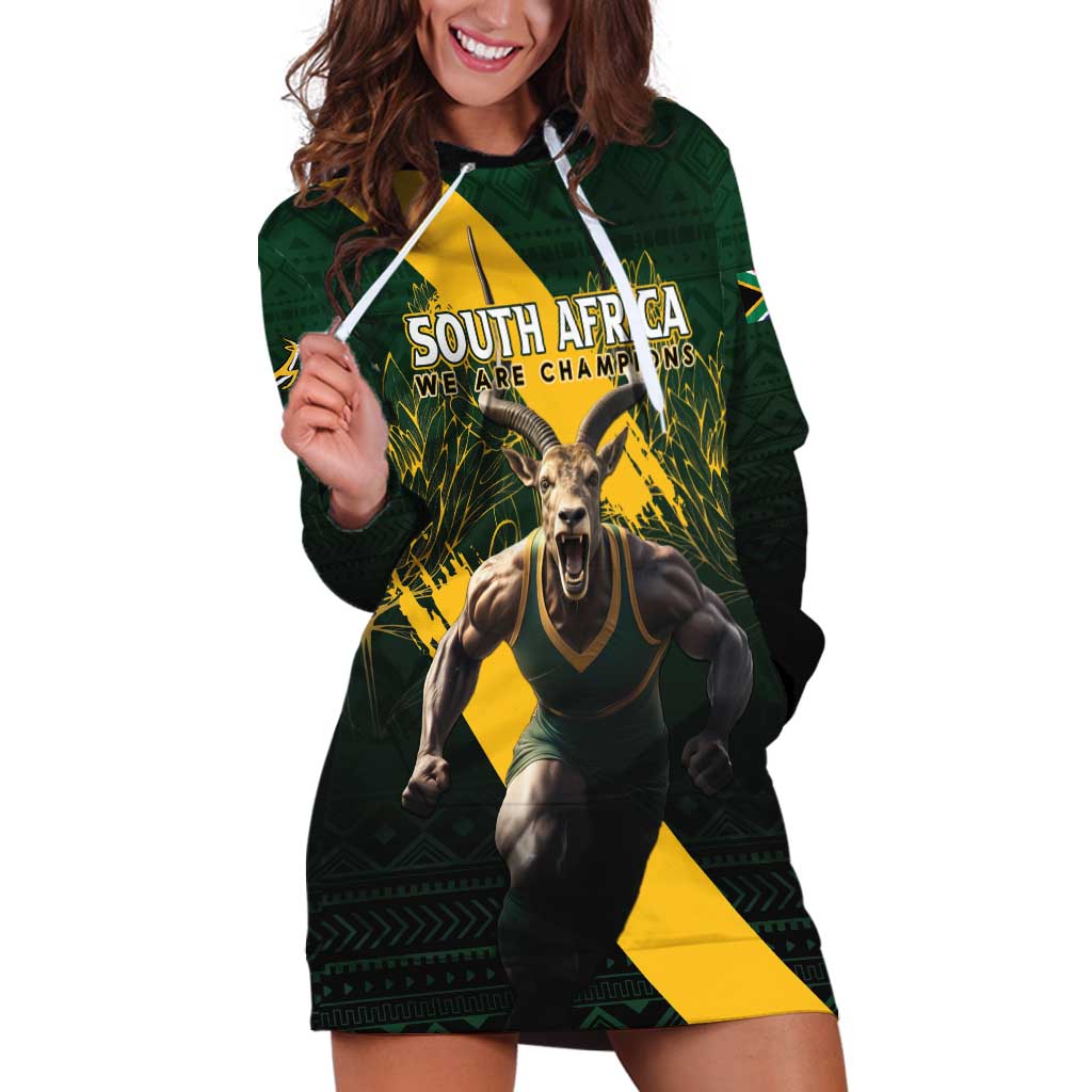 Personalised South Africa Rugby Hoodie Dress Proud Bokke We Are Champions