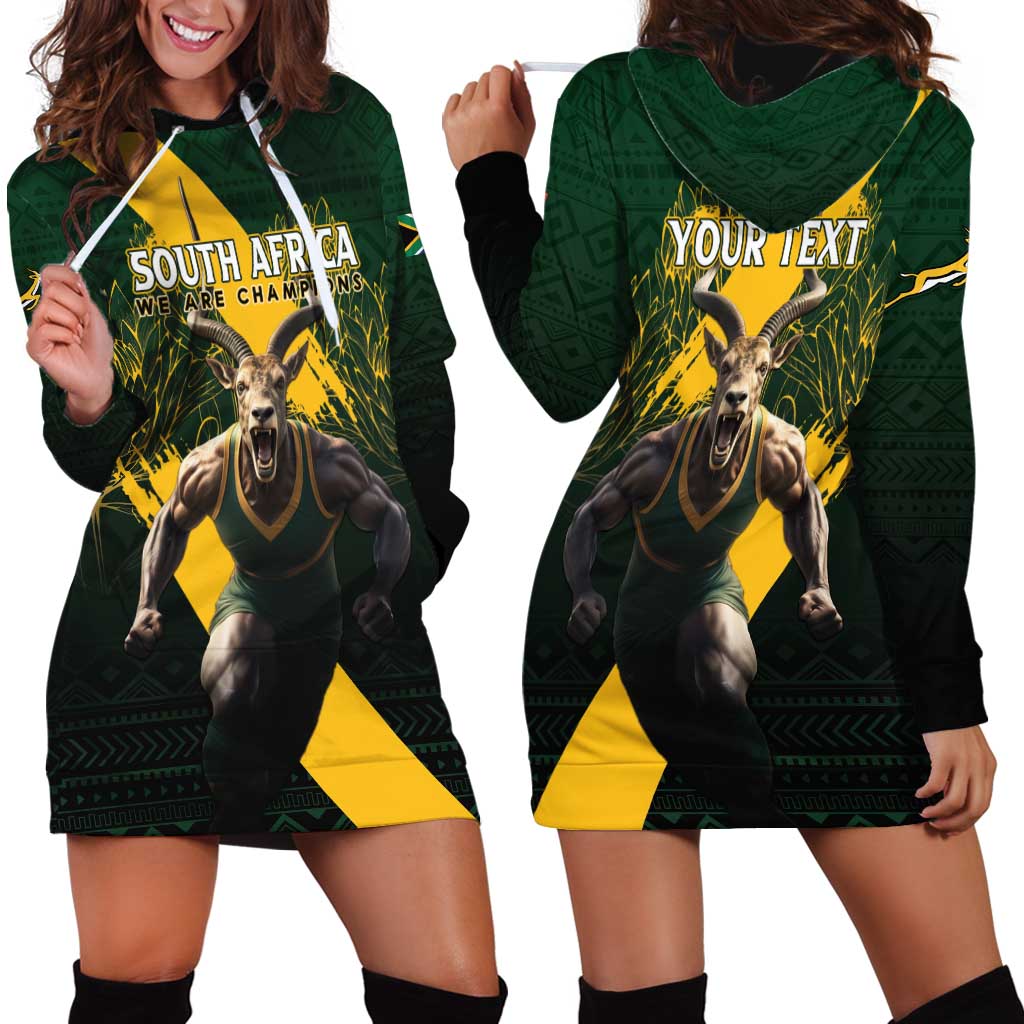 Personalised South Africa Rugby Hoodie Dress Proud Bokke We Are Champions