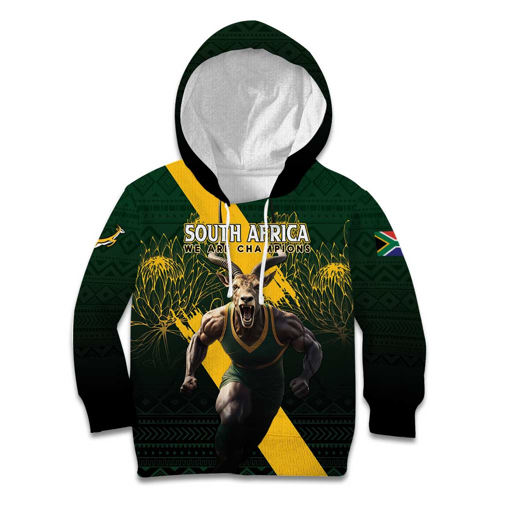 Personalised South Africa Rugby Kid Hoodie Proud Bokke We Are Champions
