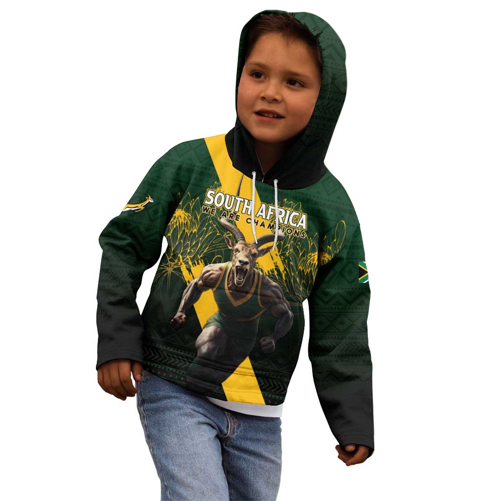 Personalised South Africa Rugby Kid Hoodie Proud Bokke We Are Champions