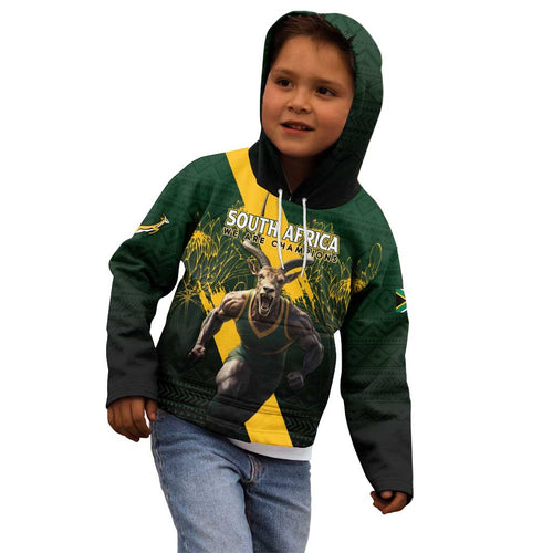 Personalised South Africa Rugby Kid Hoodie Proud Bokke We Are Champions