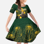 Personalised South Africa Rugby Kid Short Sleeve Dress Proud Bokke We Are Champions