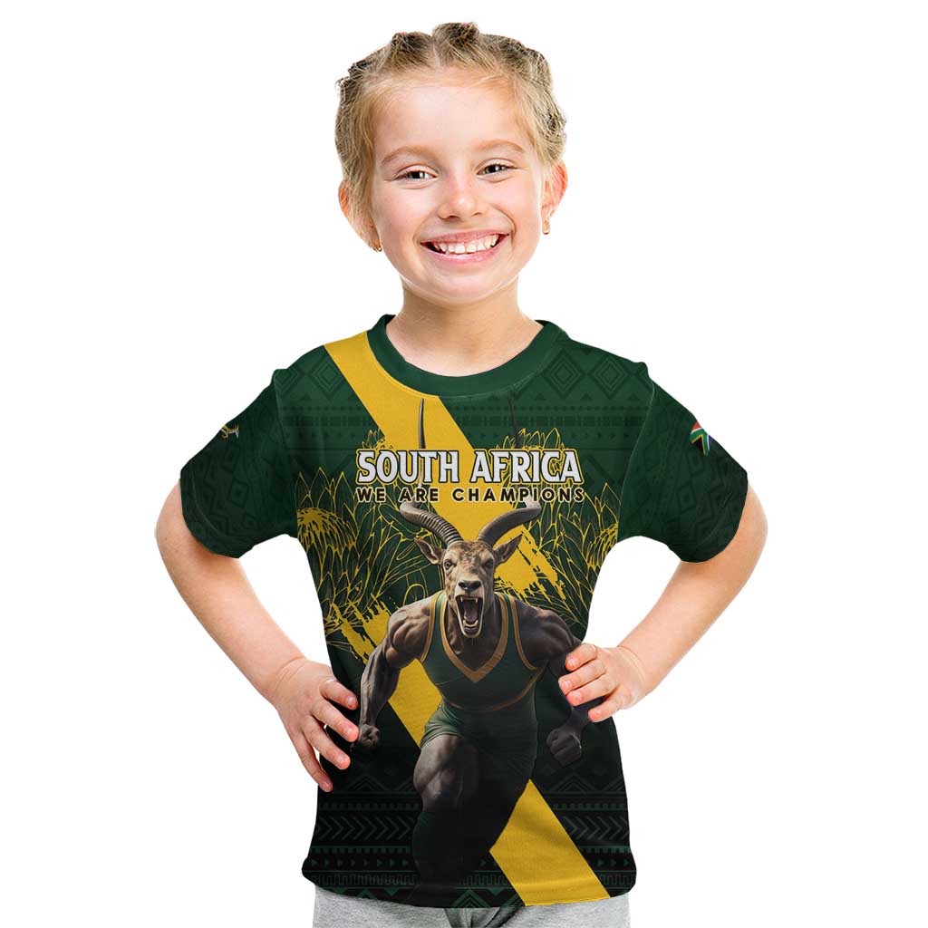 Personalised South Africa Rugby Kid T Shirt Proud Bokke We Are Champions