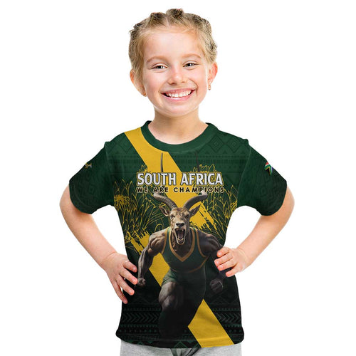 Personalised South Africa Rugby Kid T Shirt Proud Bokke We Are Champions