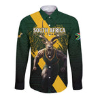 Personalised South Africa Rugby Long Sleeve Button Shirt Proud Bokke We Are Champions