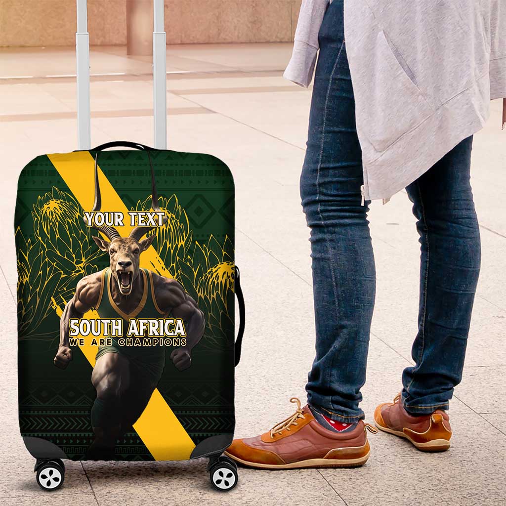 Personalised South Africa Rugby Luggage Cover Proud Bokke We Are Champions