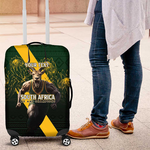 Personalised South Africa Rugby Luggage Cover Proud Bokke We Are Champions