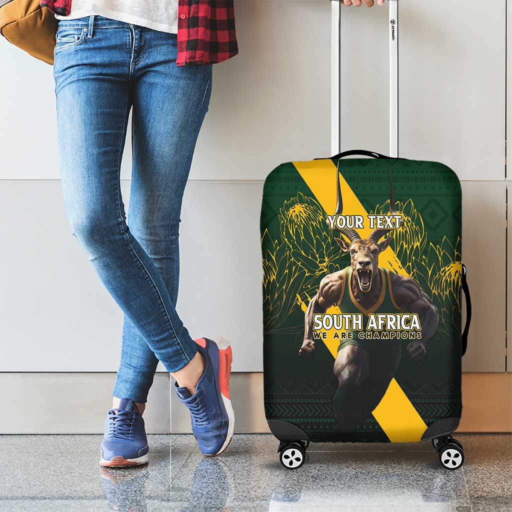 Personalised South Africa Rugby Luggage Cover Proud Bokke We Are Champions