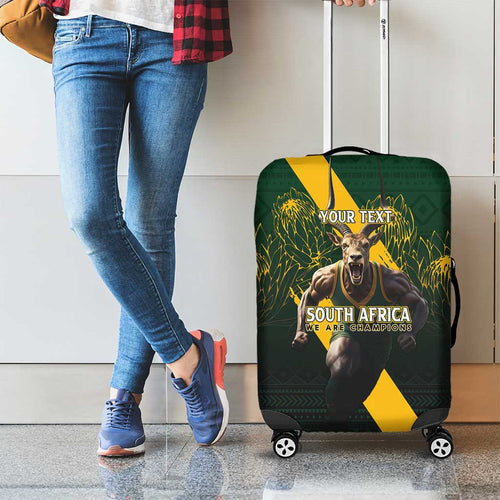 Personalised South Africa Rugby Luggage Cover Proud Bokke We Are Champions