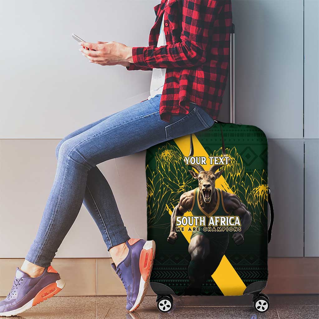 Personalised South Africa Rugby Luggage Cover Proud Bokke We Are Champions