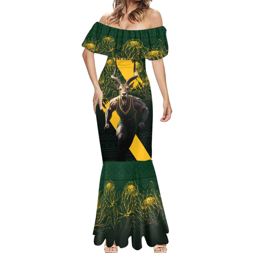Personalised South Africa Rugby Mermaid Dress Proud Bokke We Are Champions