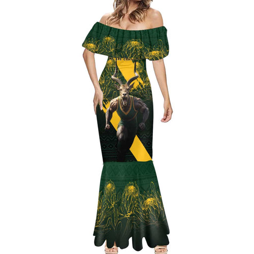 Personalised South Africa Rugby Mermaid Dress Proud Bokke We Are Champions