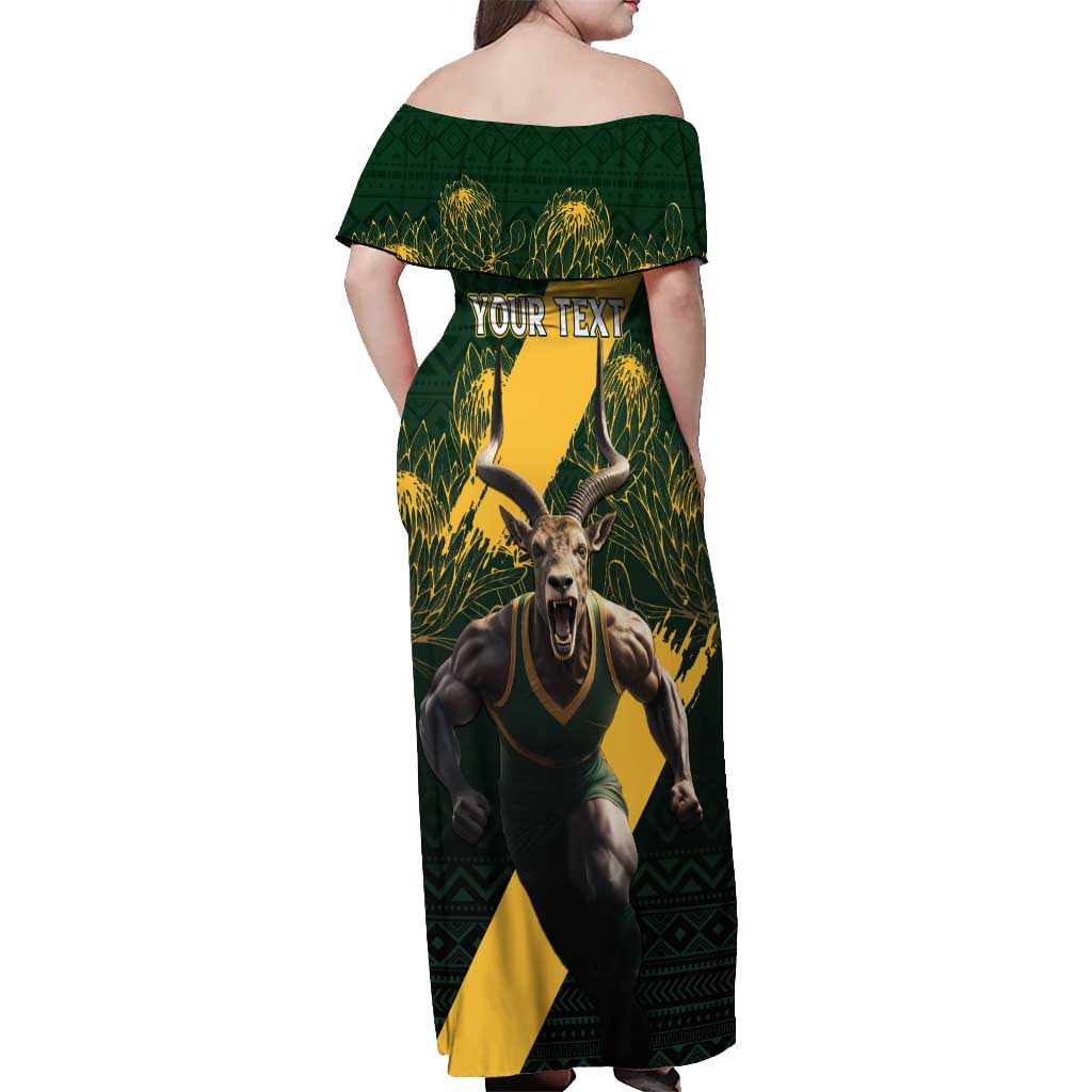 Personalised South Africa Rugby Off Shoulder Maxi Dress Proud Bokke We Are Champions