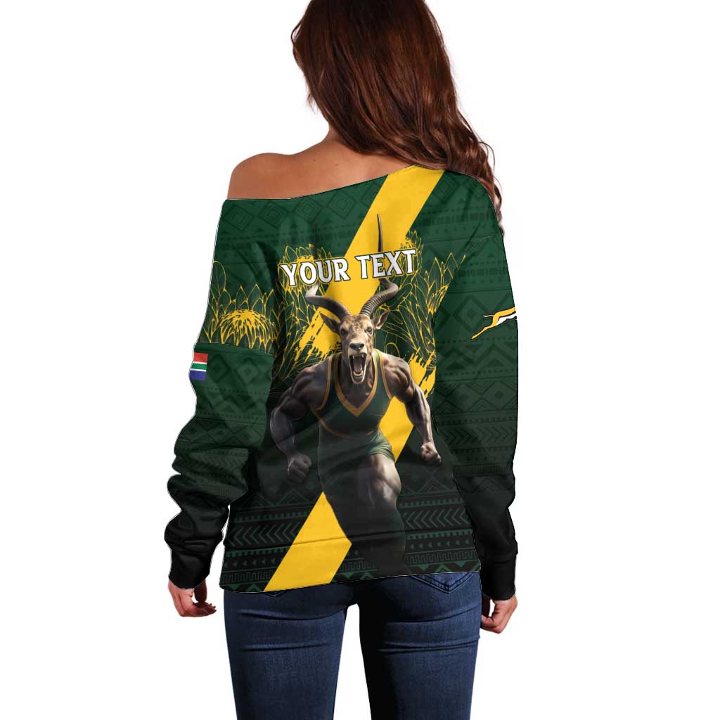 Personalised South Africa Rugby Off Shoulder Sweater Proud Bokke We Are Champions