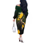 Personalised South Africa Rugby Off The Shoulder Long Sleeve Dress Proud Bokke We Are Champions