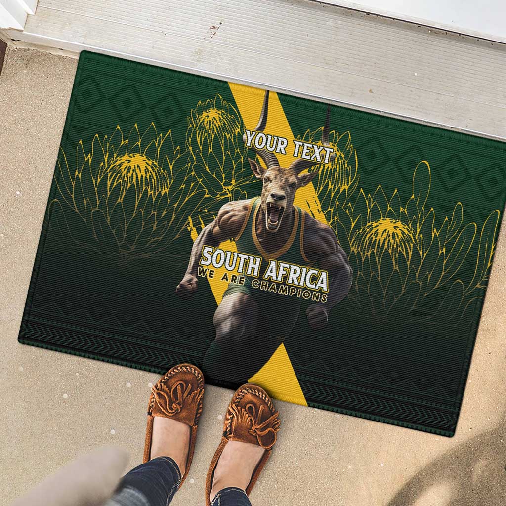 Personalised South Africa Rugby Rubber Doormat Proud Bokke We Are Champions