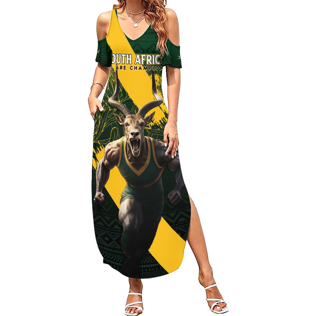Personalised South Africa Rugby Summer Maxi Dress Proud Bokke We Are Champions