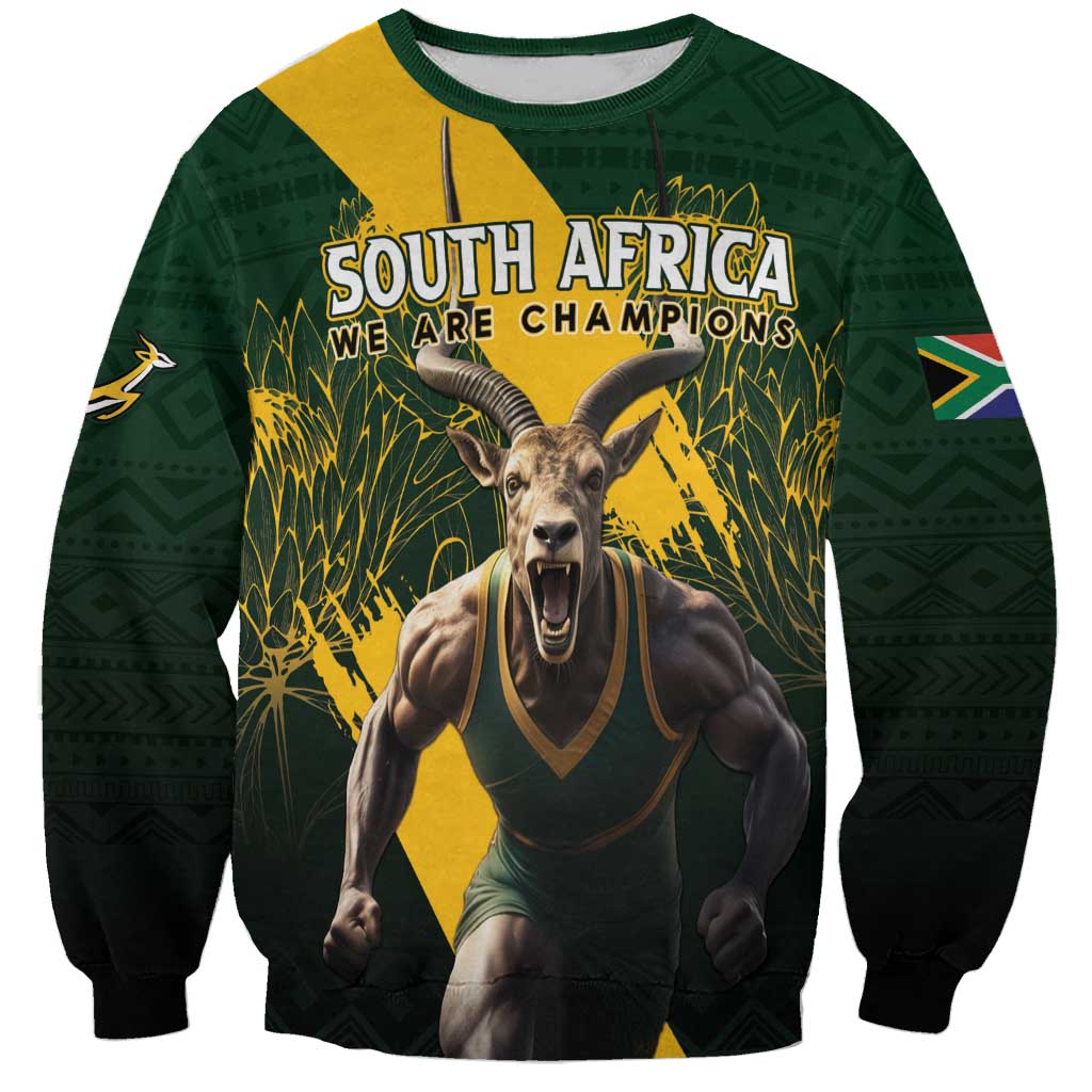 Personalised South Africa Rugby Sweatshirt Proud Bokke We Are Champions