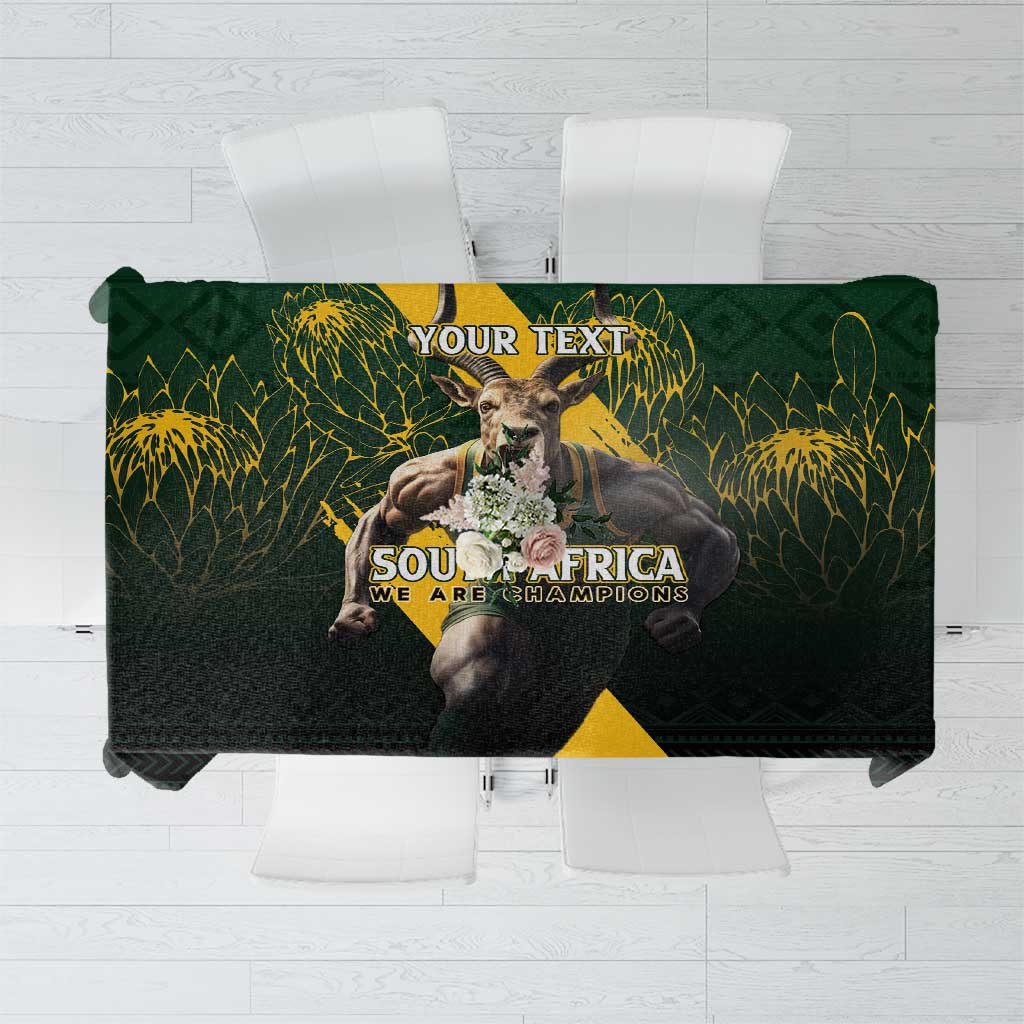 Personalised South Africa Rugby Tablecloth Proud Bokke We Are Champions