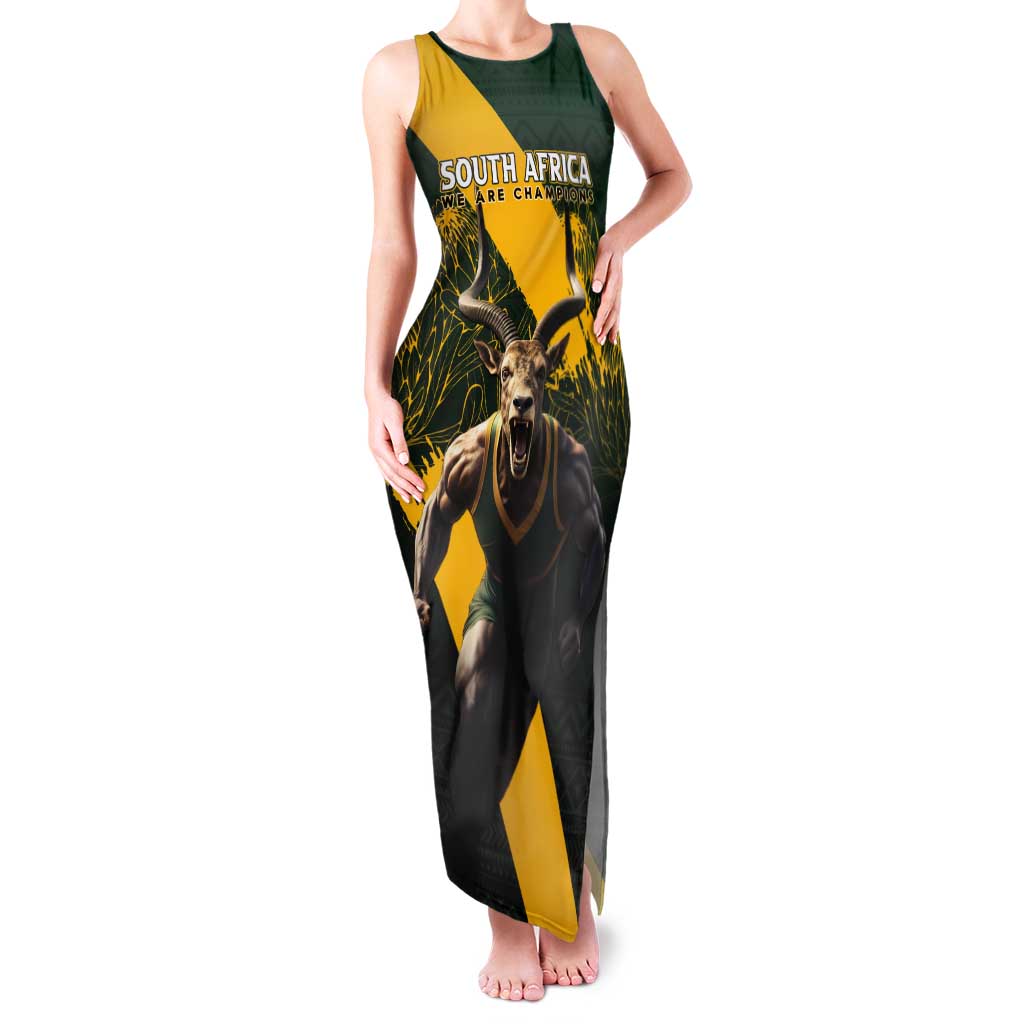 Personalised South Africa Rugby Tank Maxi Dress Proud Bokke We Are Champions