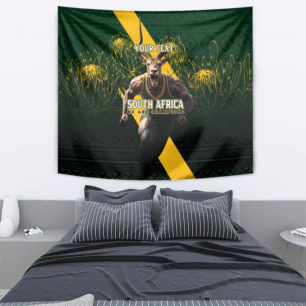 Personalised South Africa Rugby Tapestry Proud Bokke We Are Champions