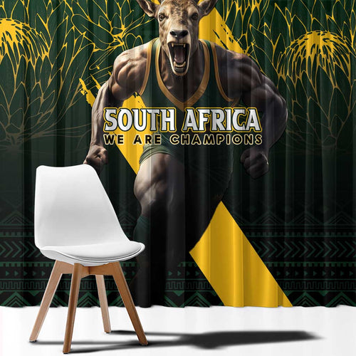 Personalised South Africa Rugby Window Curtain Proud Bokke We Are Champions