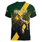 Personalised South Africa Rugby Women V-Neck T-Shirt Proud Bokke We Are Champions