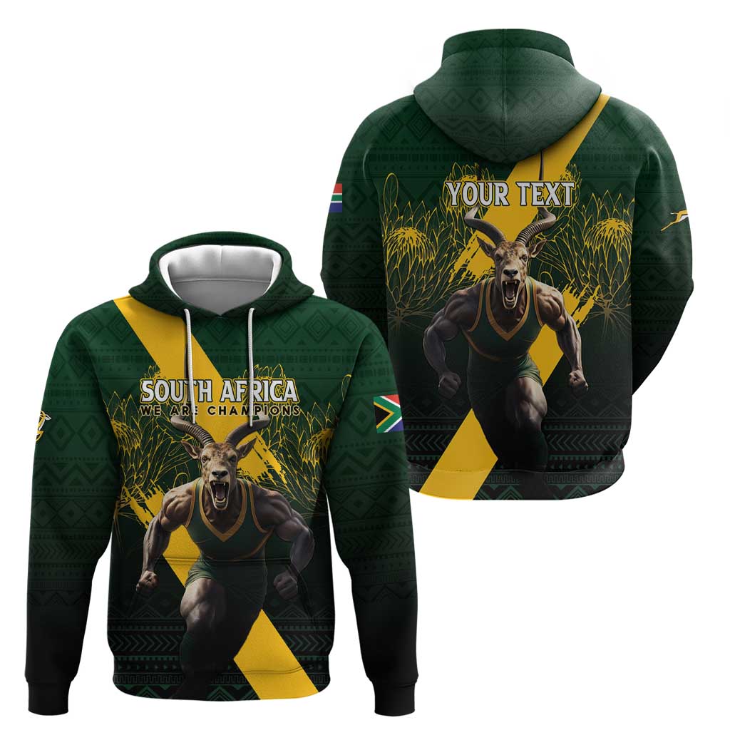 Personalised South Africa Rugby Zip Hoodie Proud Bokke We Are Champions