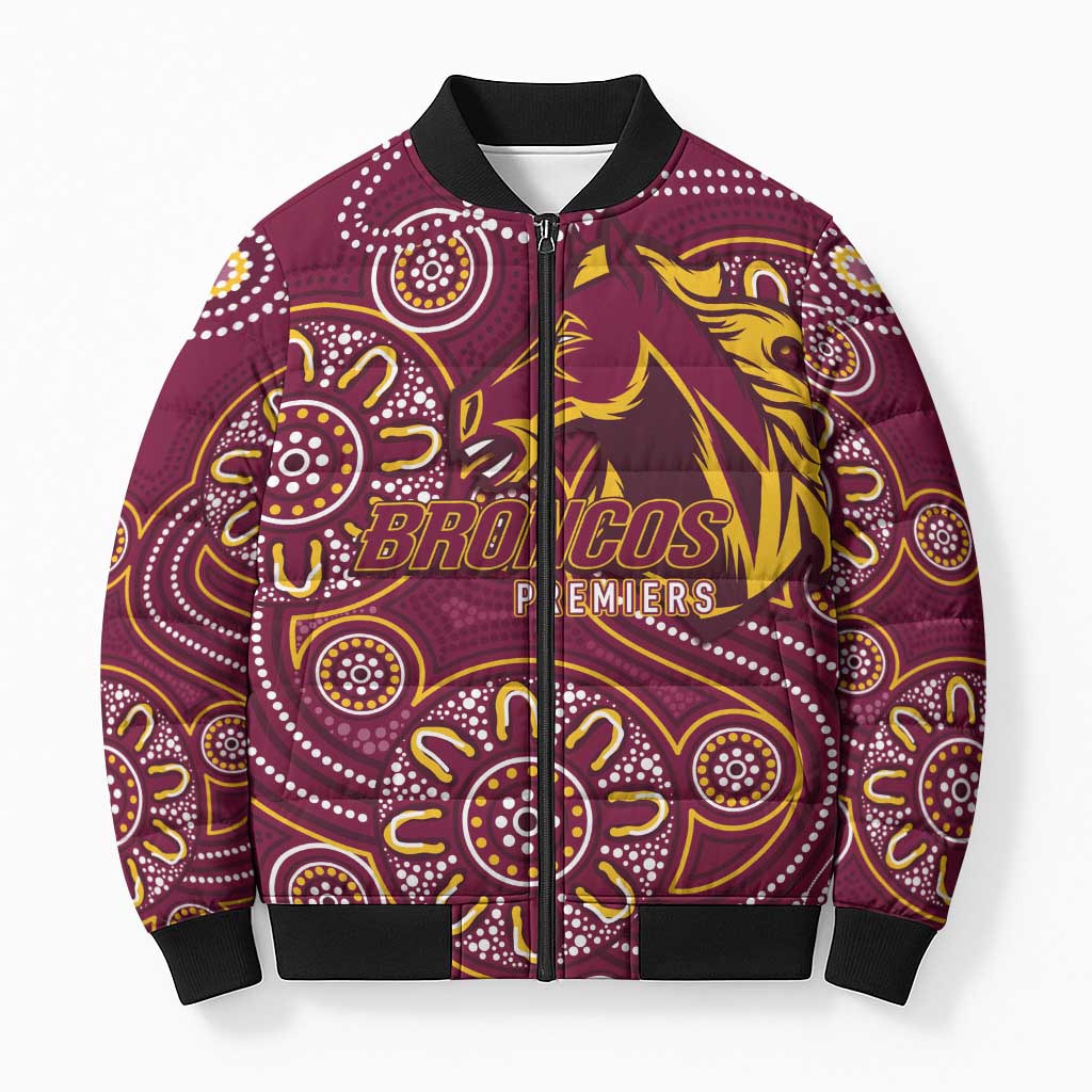 Brisbane Rugby NRL Custom Indigenous Bomber Puffer Jacket The Mighty Broncos - Aussie Hoodie