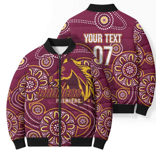 Brisbane Rugby NRL Custom Indigenous Bomber Puffer Jacket The Mighty Broncos - Aussie Hoodie