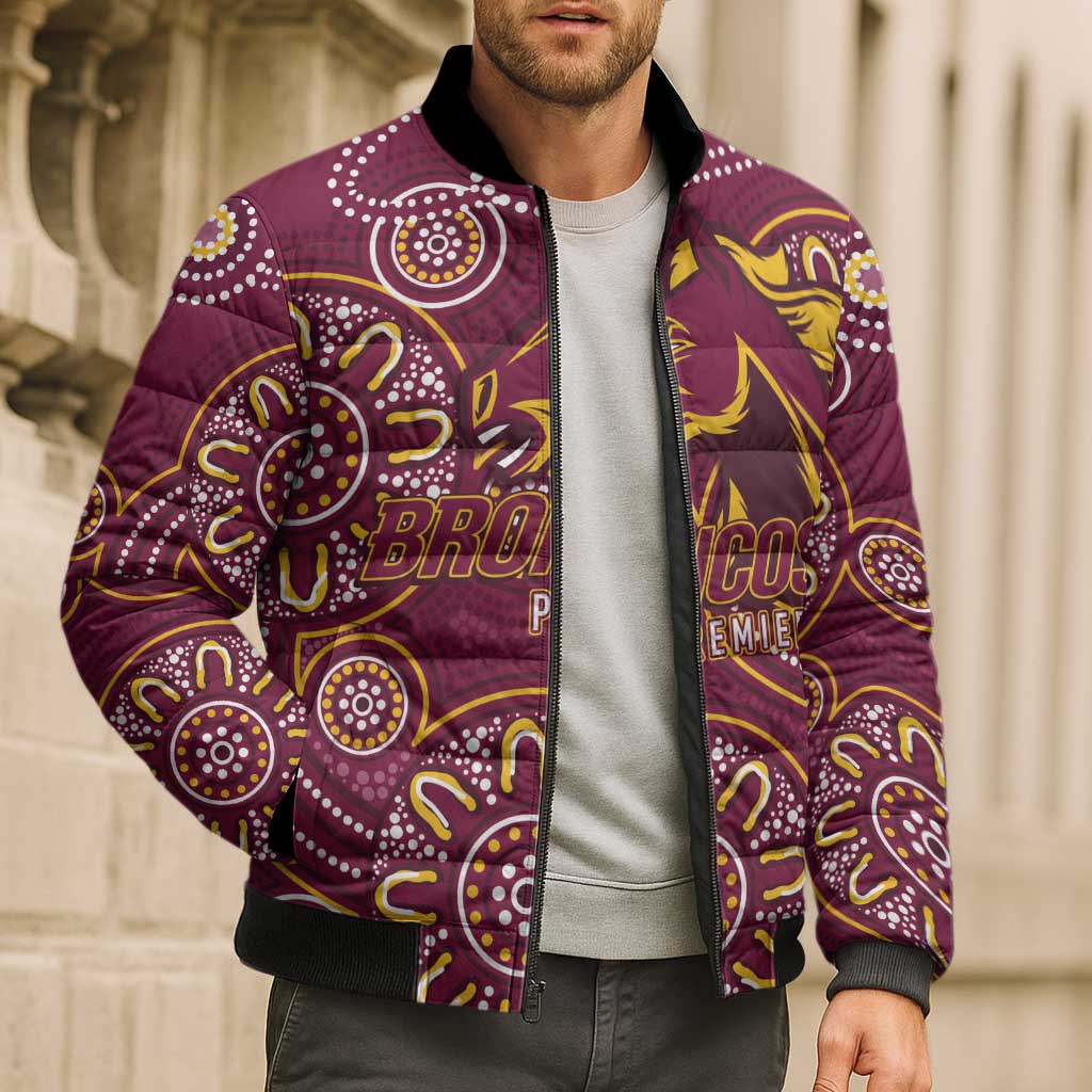 Brisbane Rugby NRL Custom Indigenous Bomber Puffer Jacket The Mighty Broncos - Aussie Hoodie