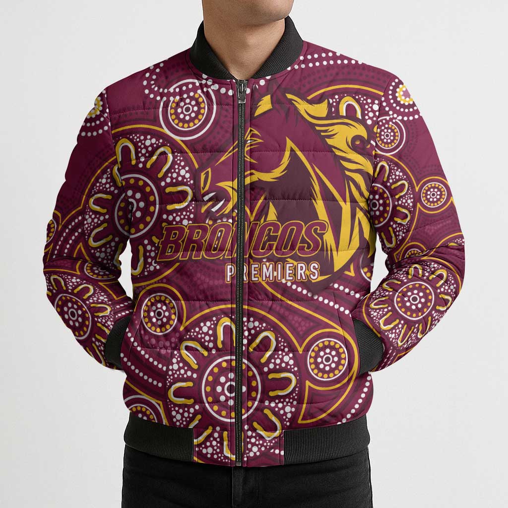 Brisbane Rugby NRL Custom Indigenous Bomber Puffer Jacket The Mighty Broncos - Aussie Hoodie