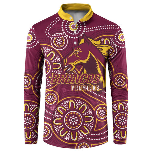 Brisbane Rugby NRL Custom Indigenous Button Sweatshirt The Mighty Broncos - Aussie Hoodie
