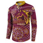 Brisbane Rugby NRL Custom Indigenous Button Sweatshirt The Mighty Broncos - Aussie Hoodie
