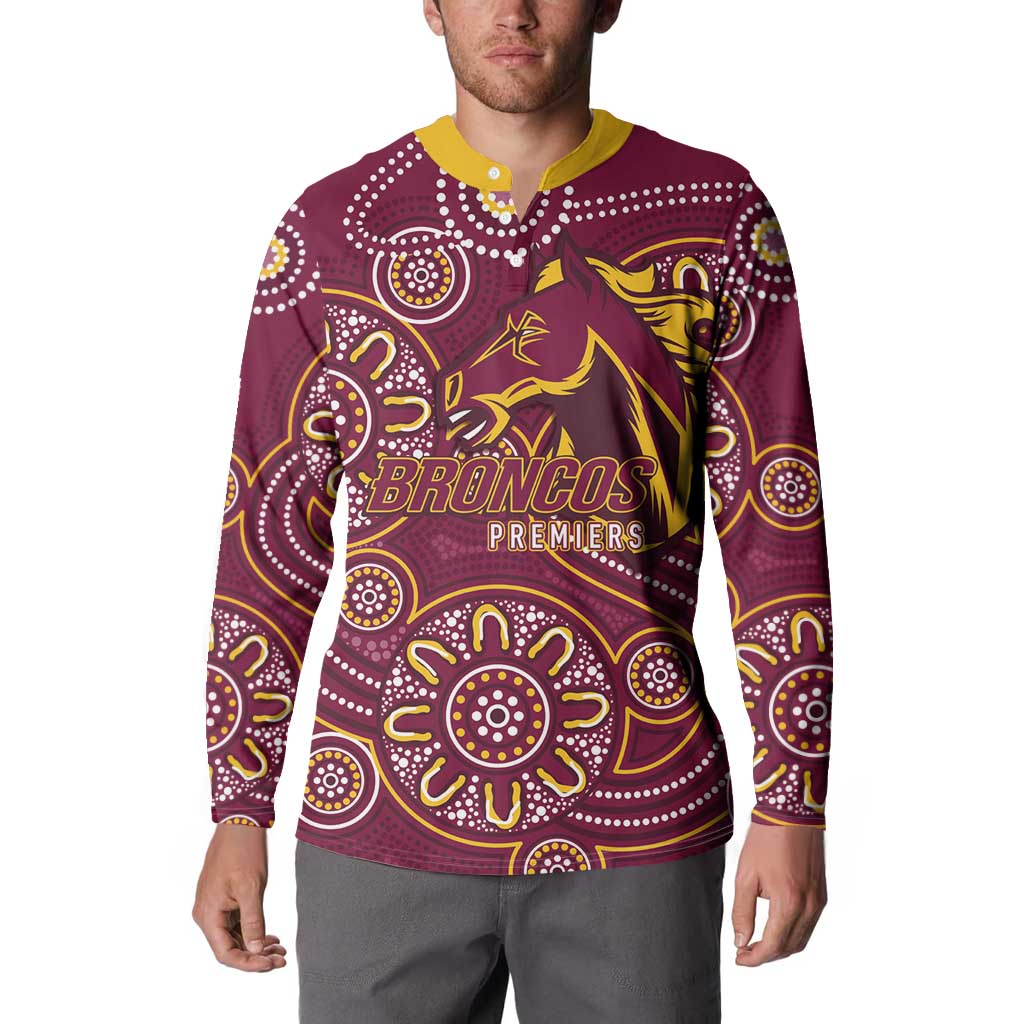 Brisbane Rugby NRL Custom Indigenous Button Sweatshirt The Mighty Broncos - Aussie Hoodie