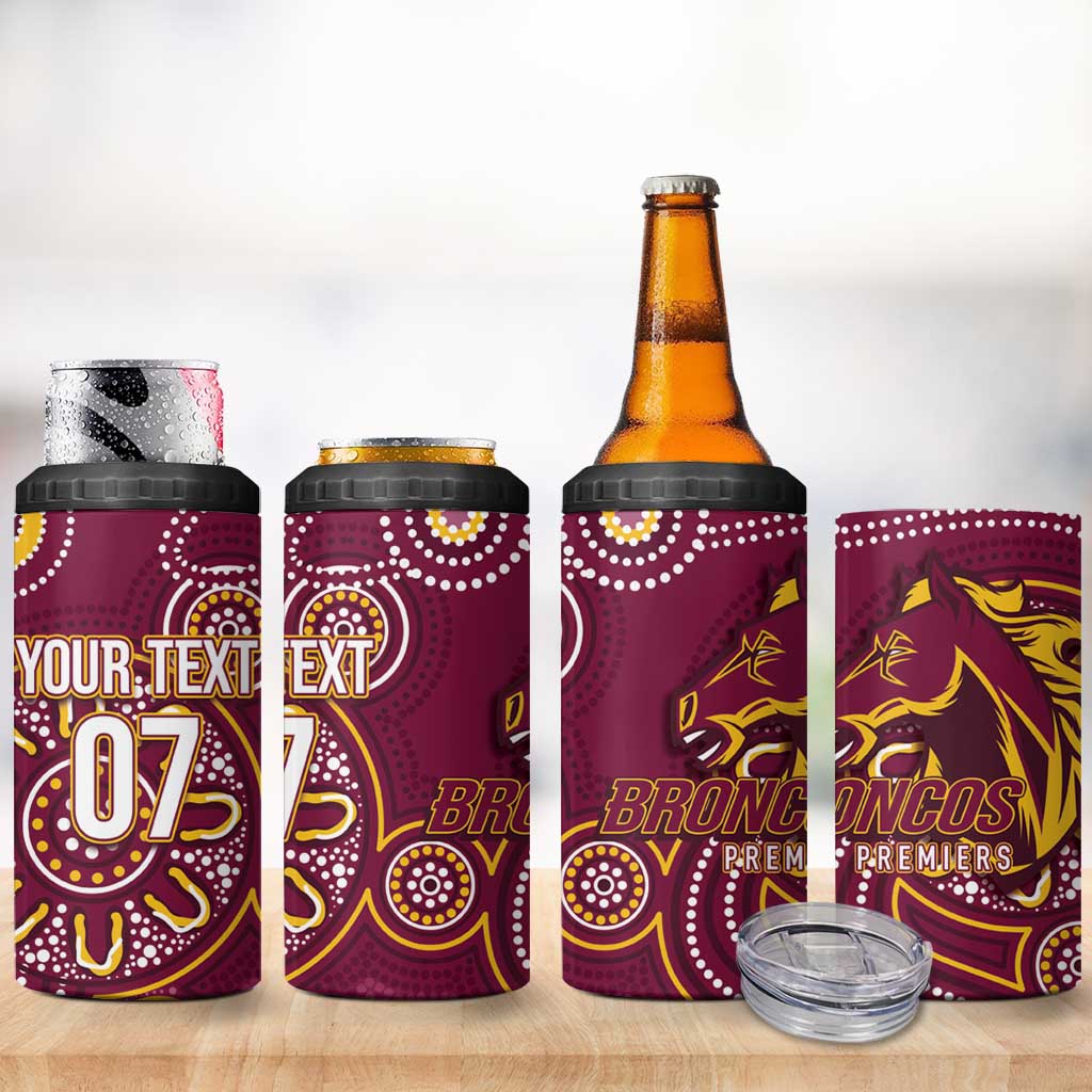 Brisbane Rugby NRL Custom Indigenous 4 in 1 Can Cooler Tumbler The Mighty Broncos - Aussie Hoodie