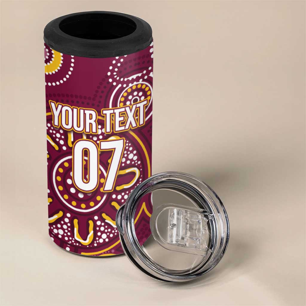 Brisbane Rugby NRL Custom Indigenous 4 in 1 Can Cooler Tumbler The Mighty Broncos - Aussie Hoodie