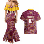 Brisbane Rugby NRL Custom Indigenous Couples Matching Mermaid Dress and Hawaiian Shirt The Mighty Broncos - Aussie Hoodie