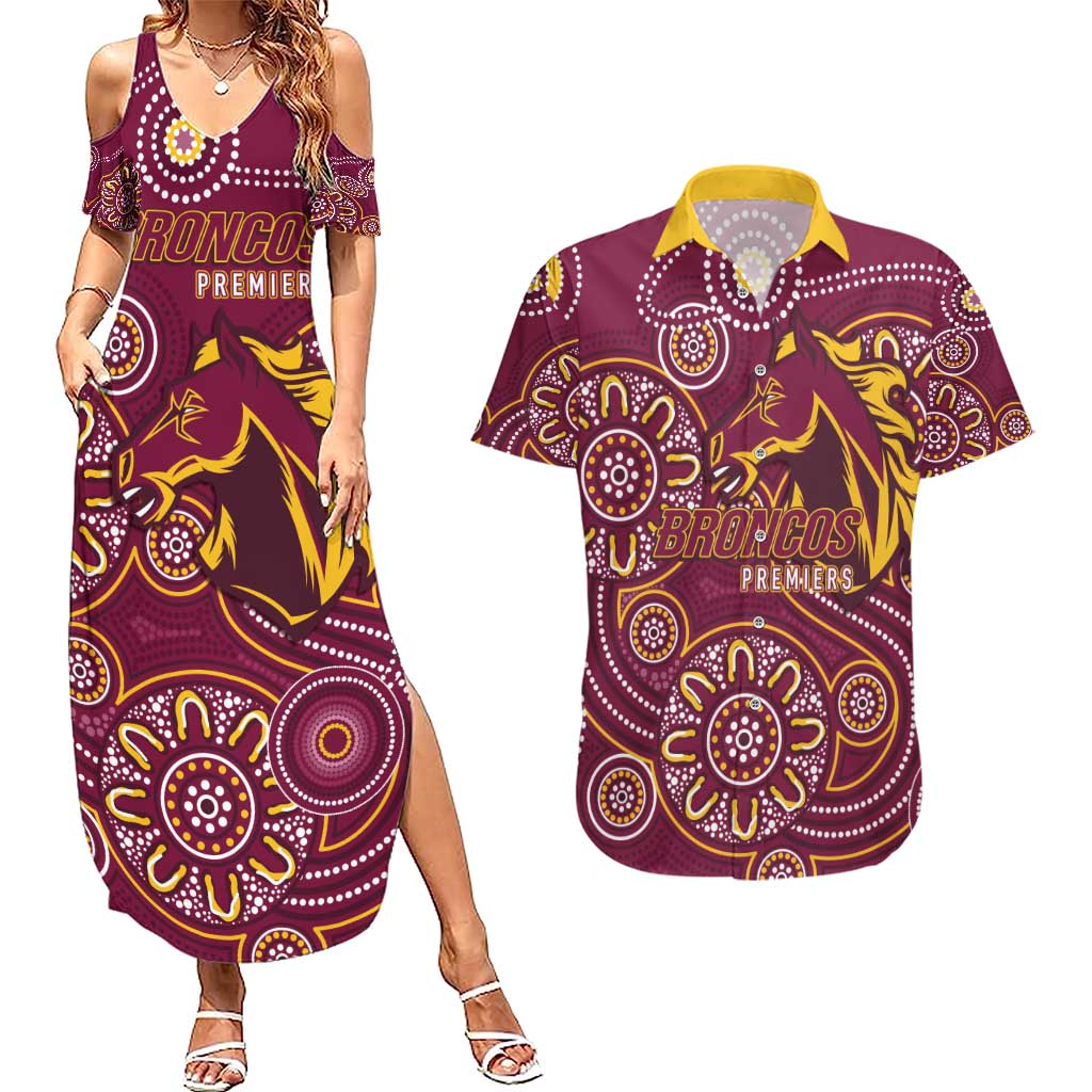 Brisbane Rugby NRL Custom Indigenous Couples Matching Summer Maxi Dress and Hawaiian Shirt The Mighty Broncos - Aussie Hoodie