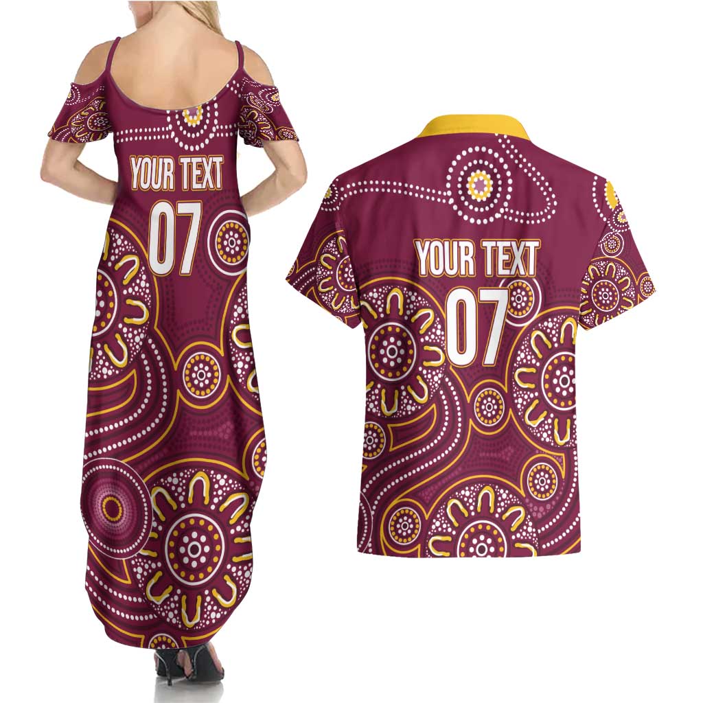 Brisbane Rugby NRL Custom Indigenous Couples Matching Summer Maxi Dress and Hawaiian Shirt The Mighty Broncos - Aussie Hoodie