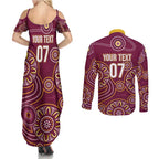 Brisbane Rugby NRL Custom Indigenous Couples Matching Summer Maxi Dress and Long Sleeve Button Shirt The Mighty Broncos - Aussie Hoodie