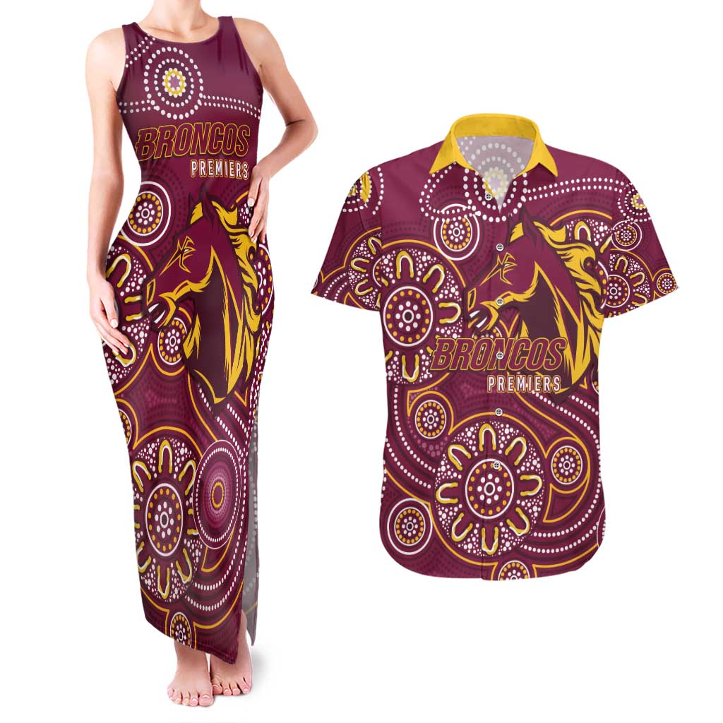 Brisbane Rugby NRL Custom Indigenous Couples Matching Tank Maxi Dress and Hawaiian Shirt The Mighty Broncos - Aussie Hoodie