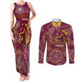 Brisbane Rugby NRL Custom Indigenous Couples Matching Tank Maxi Dress and Long Sleeve Button Shirt The Mighty Broncos - Aussie Hoodie