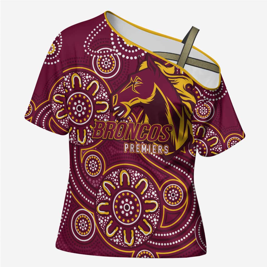 Brisbane Rugby NRL Custom Indigenous Cross Shoulder Shirt The Mighty Broncos - Aussie Hoodie