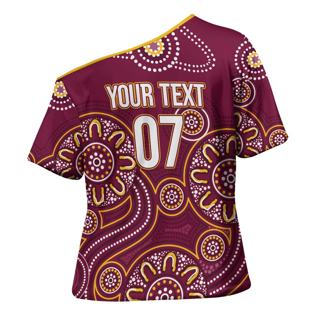 Brisbane Rugby NRL Custom Indigenous Cross Shoulder Shirt The Mighty Broncos - Aussie Hoodie